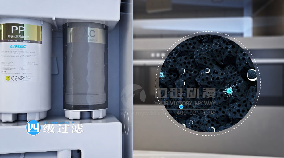 凈水器三維動畫案例展示：出水就可以直接喝的反滲透直飲水機。(圖7)