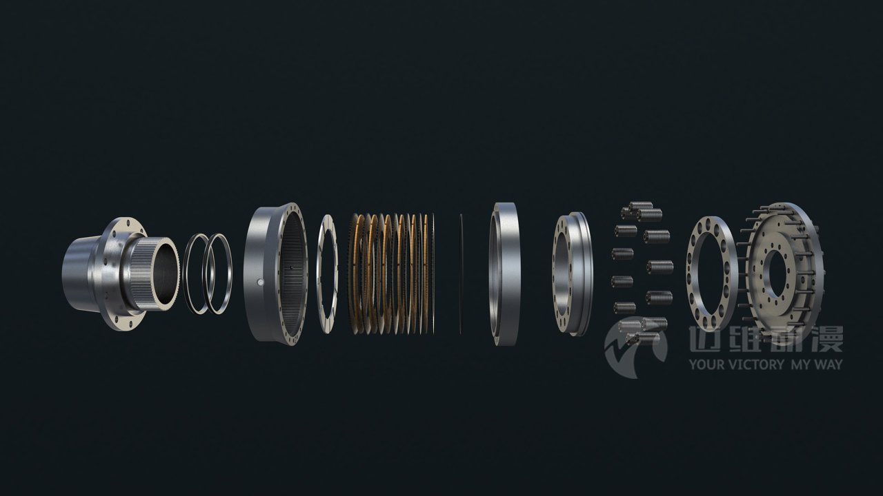 濕式制動系統原理三維動畫