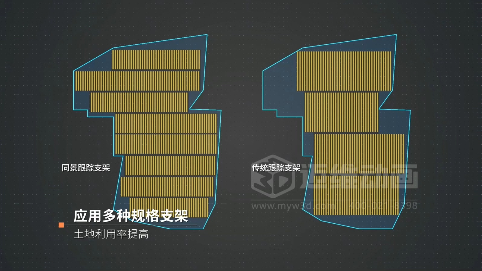單排豎裝平單軸跟蹤支架3D動畫展示(圖8)
